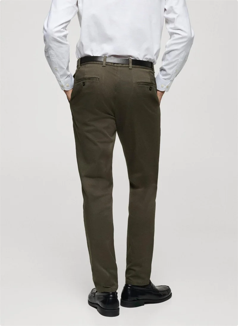 Mango Man barna cropped tapered chino trousers